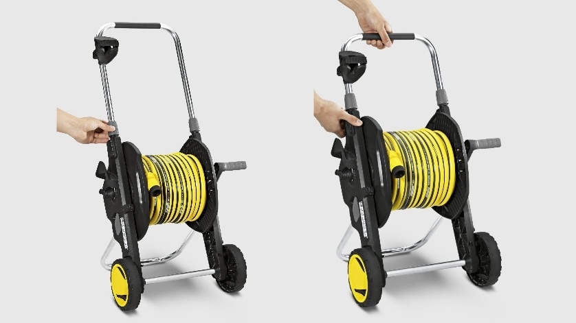 Котушка для шланга Karcher "HT 4.500", складна, регулювання висоти ручки візка, довжина шланга: 1/2" 50м, 5/8" 35м, 3/4" 23м