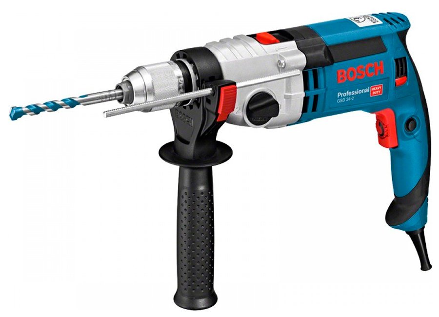 Дриль ударний Bosch GSB 24-2, 1100Вт, ШЗП, 3000об•хв, 2.9кг