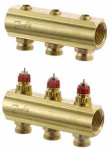 Розподільний колектор Danfoss FHF 3+3 без ротаметрів, латунь 088U0503