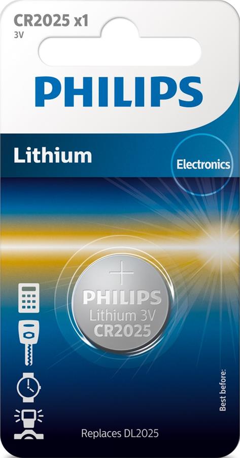 Батарейка Philips   літієва CR2025  блістер, 1 шт