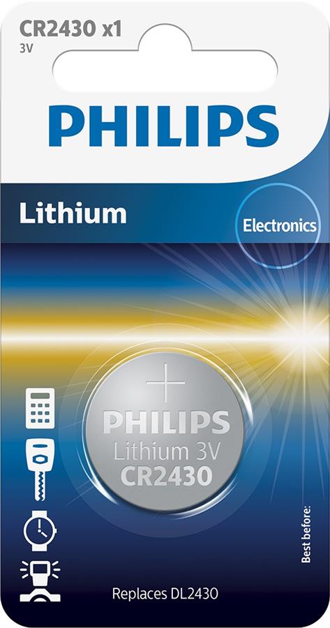 Батарейка Philips   літієва CR2430  блістер, 1 шт