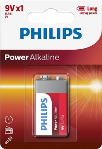 Батарейка Philips Power Alkaline лужна 6LR61 (6LF22, MN1604, MX1604, Крона) блістер, 1 шт