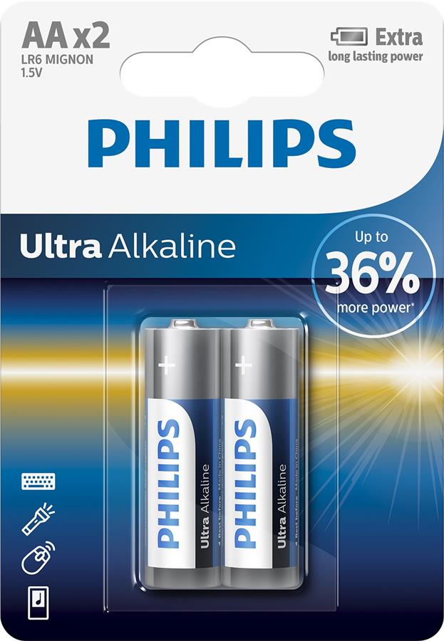 Батарейка Philips Ultra Alkaline лужна AA блістер, 2 шт