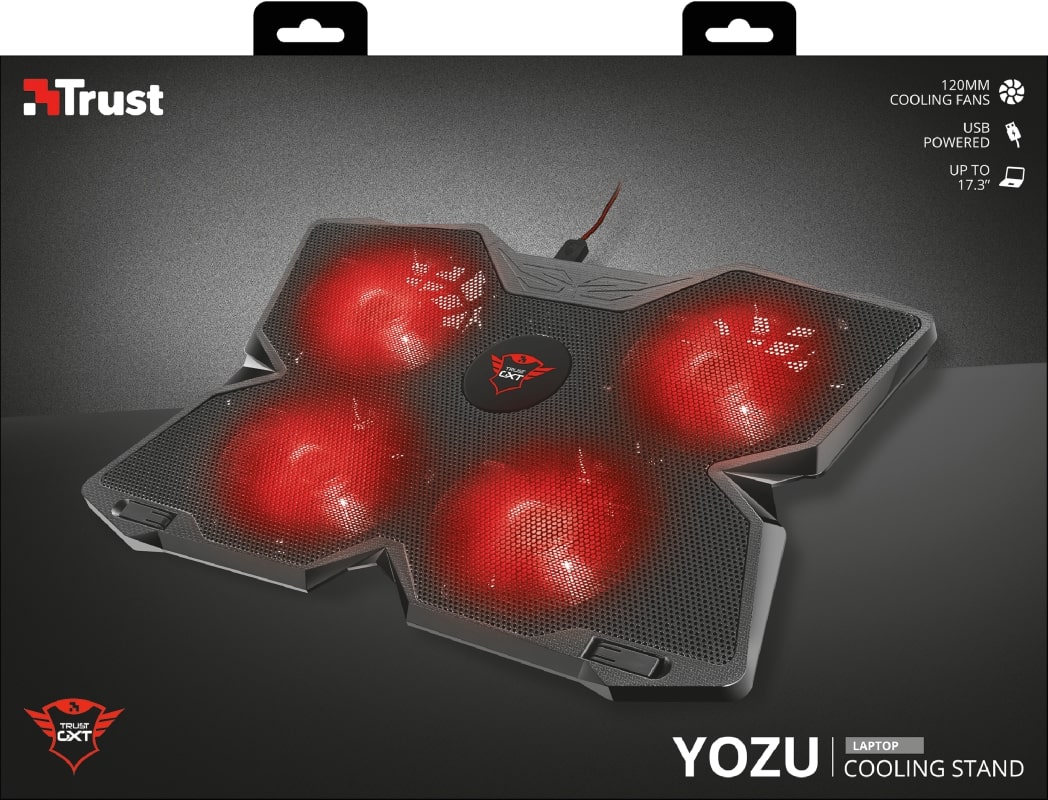 Trust Підставка для ноутбука GXT278 YOZU COOLING (17.3") RED LED Black