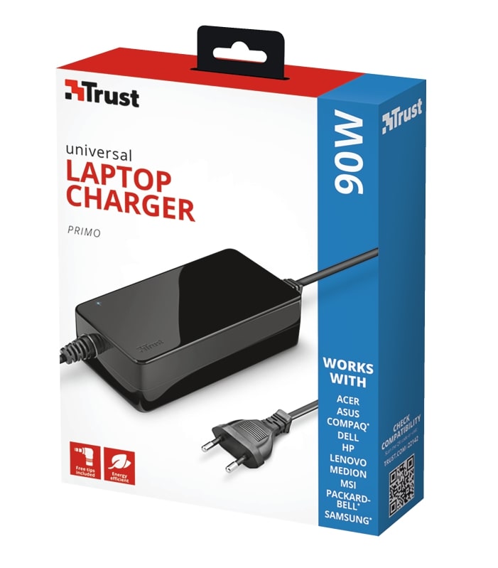 Адаптер живлення TRUST Primo 90W-19V Universal Laptop Black (22142_TRUST)