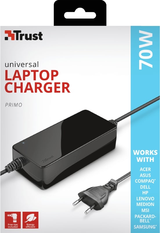 Адаптер живлення TRUST Primo 70W-19V Universal Laptop Charger Black (22141_TRUST)