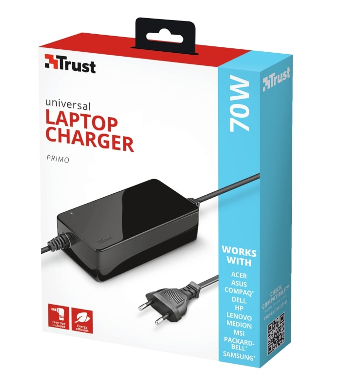 Адаптер питания TRUST Primo 70W-19V Universal Laptop Charger Black (22141_TRUST)