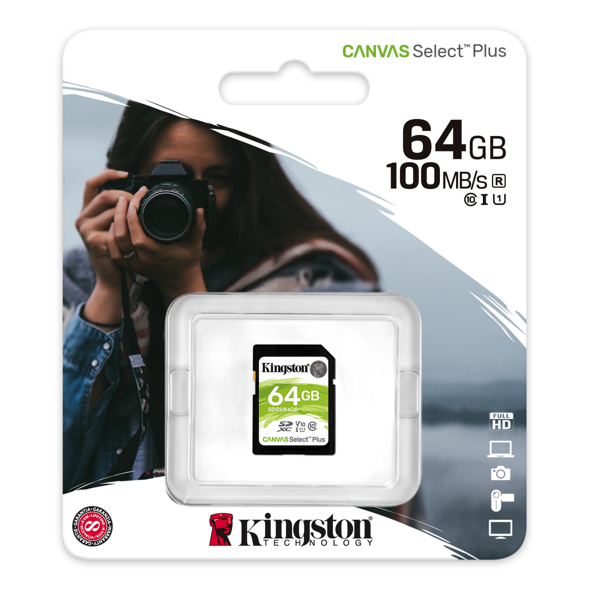 Карта пам`яті Kingston SDXC 64GB C10 UHS-I R100MB/s (SDS2/64GB)