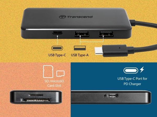 USB-хаб Transcend Type-C HUB 6 ports microSD/SD Black (TS-HUB5C)