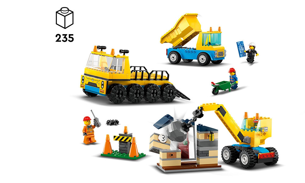 LEGO 60391 City Будівельна вантажівка та кулястий кран-таран