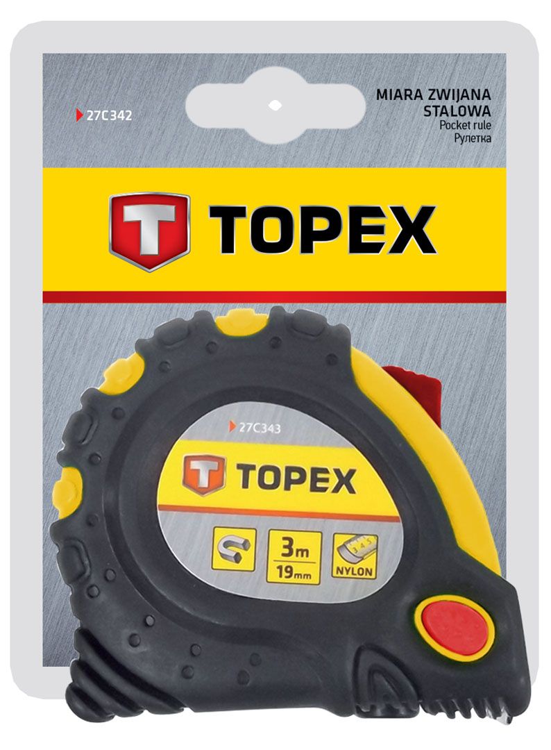 Рулетка TOPEX, 10м х 32мм, 3 фіксатори змотування, магніт