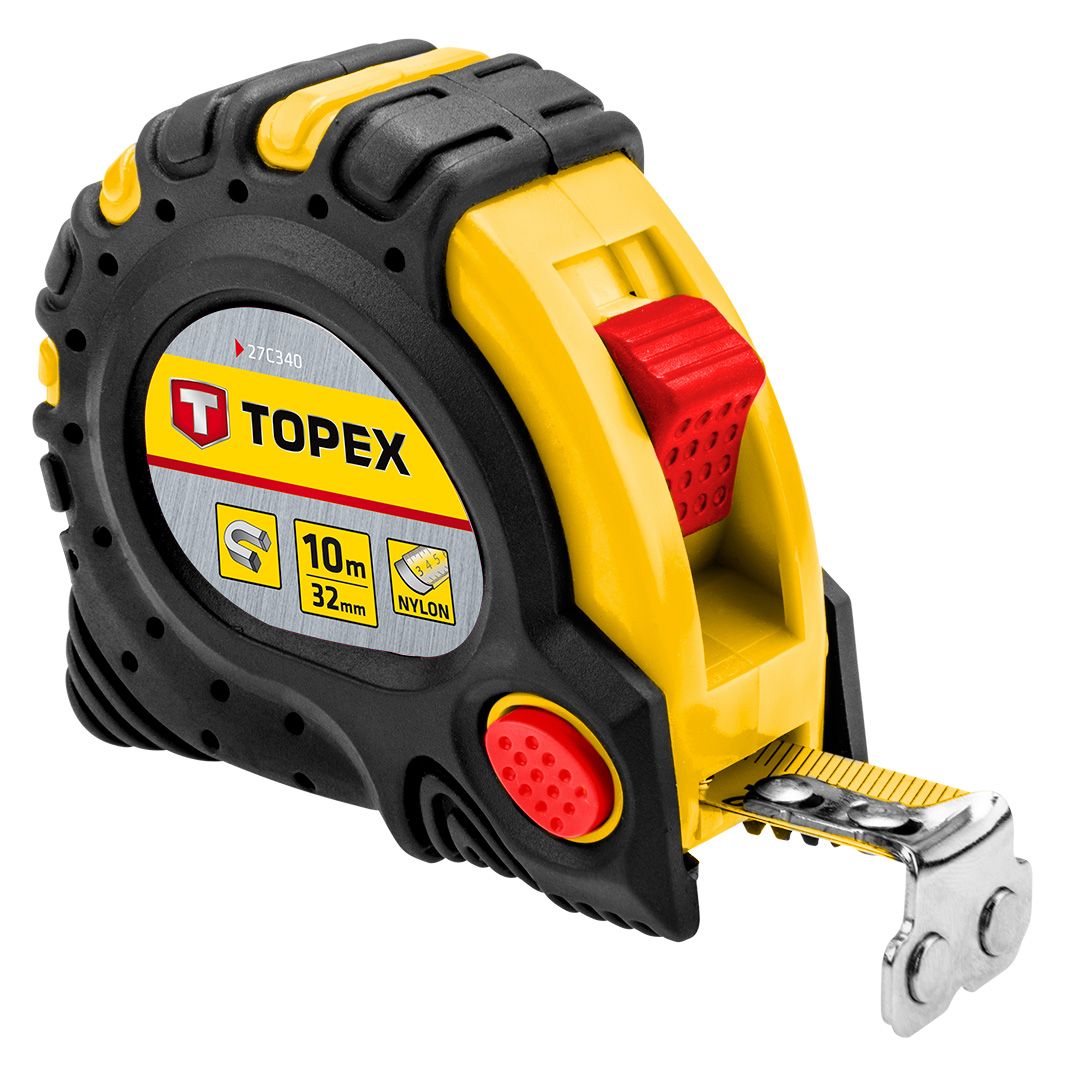 Рулетка TOPEX, 10м х 32мм, 3 фіксатори змотування, магніт