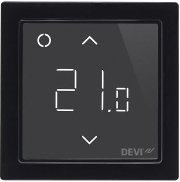 Терморегулятор Devi Devireg Smart, +5...45 °C, електронний, Wi-Fi, вбудований, дротовий датчик, 16A, 230В, чорний