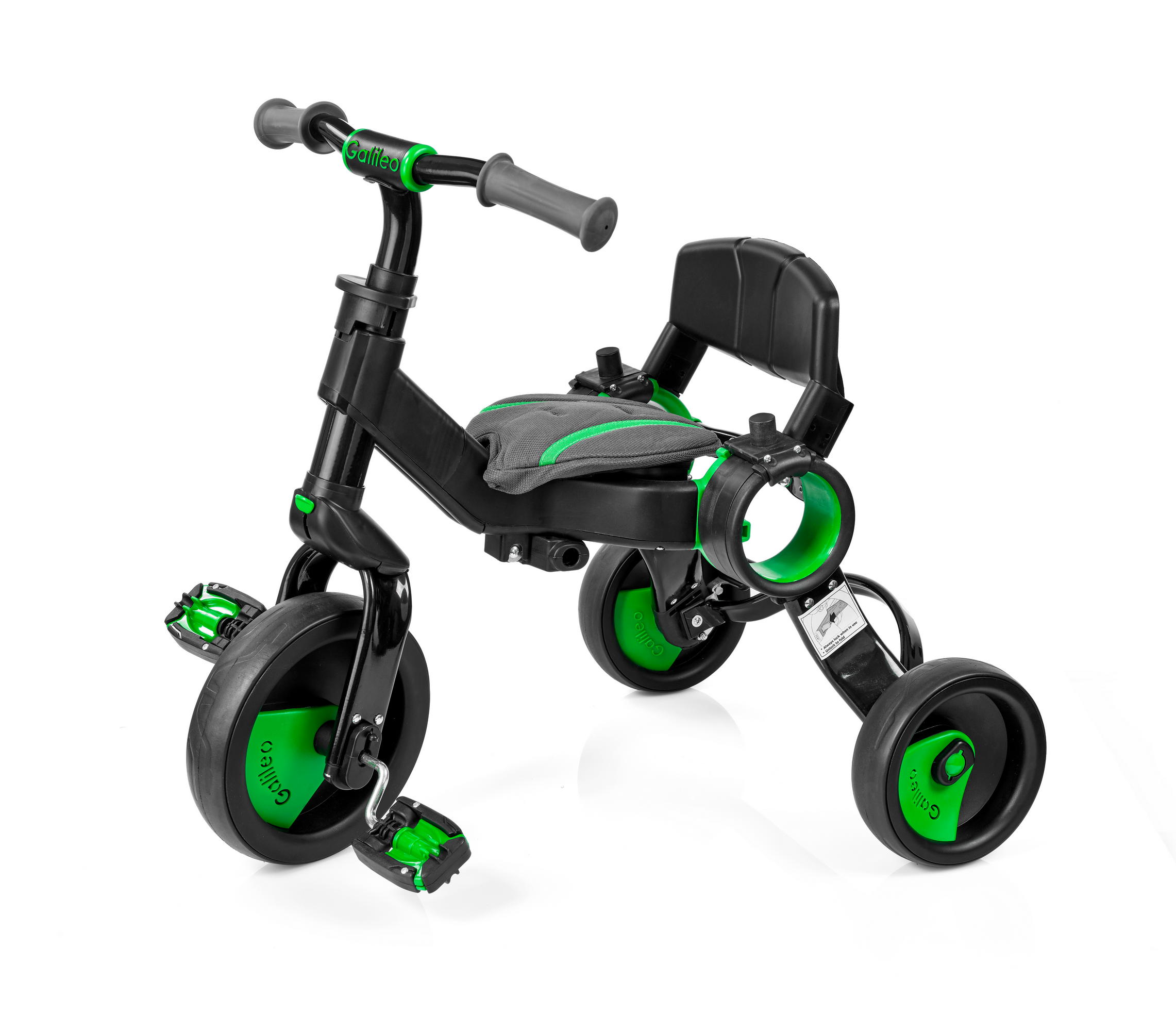 Триколісний велосипед Galileo STROLLCYCLE BLACK зелений