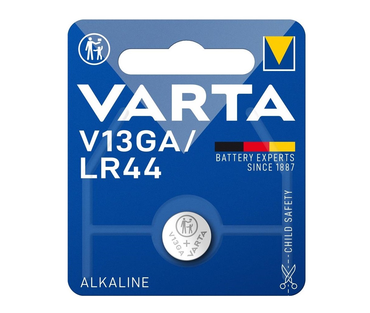 Батарейка VARTA лужна V13 GA (LR44, LR1154, AG13, А76)  блістер, 1 шт.