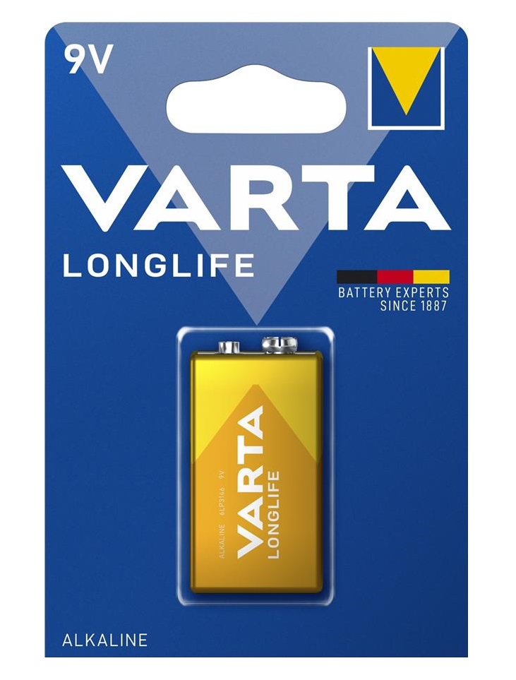 Батарейка VARTA LONGLIFE лужна 6LR61(6LF22, MN1604, MX1604 ,Крона) блістер, 1 шт.