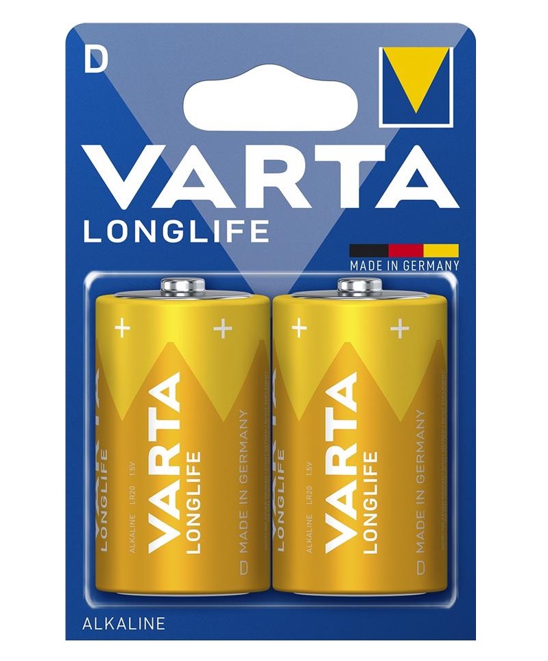 Батарейка VARTA LONGLIFE лужна D(LR20)  блістер, 2 шт.