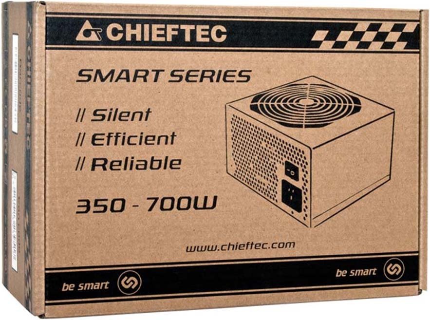 Блок живлення CHIEFTEC Smart  (500W), >85%, 120мм, 1xMB 24pin(20+4), 1xCPU 8pin(4+4), 2xMolex, 3xSATA, 1xPCIe 8pin(6+2)