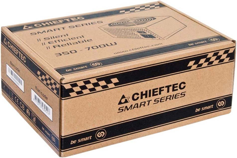 Блок живлення CHIEFTEC Smart  (500W), >85%, 120мм, 1xMB 24pin(20+4), 1xCPU 8pin(4+4), 2xMolex, 3xSATA, 1xPCIe 8pin(6+2)