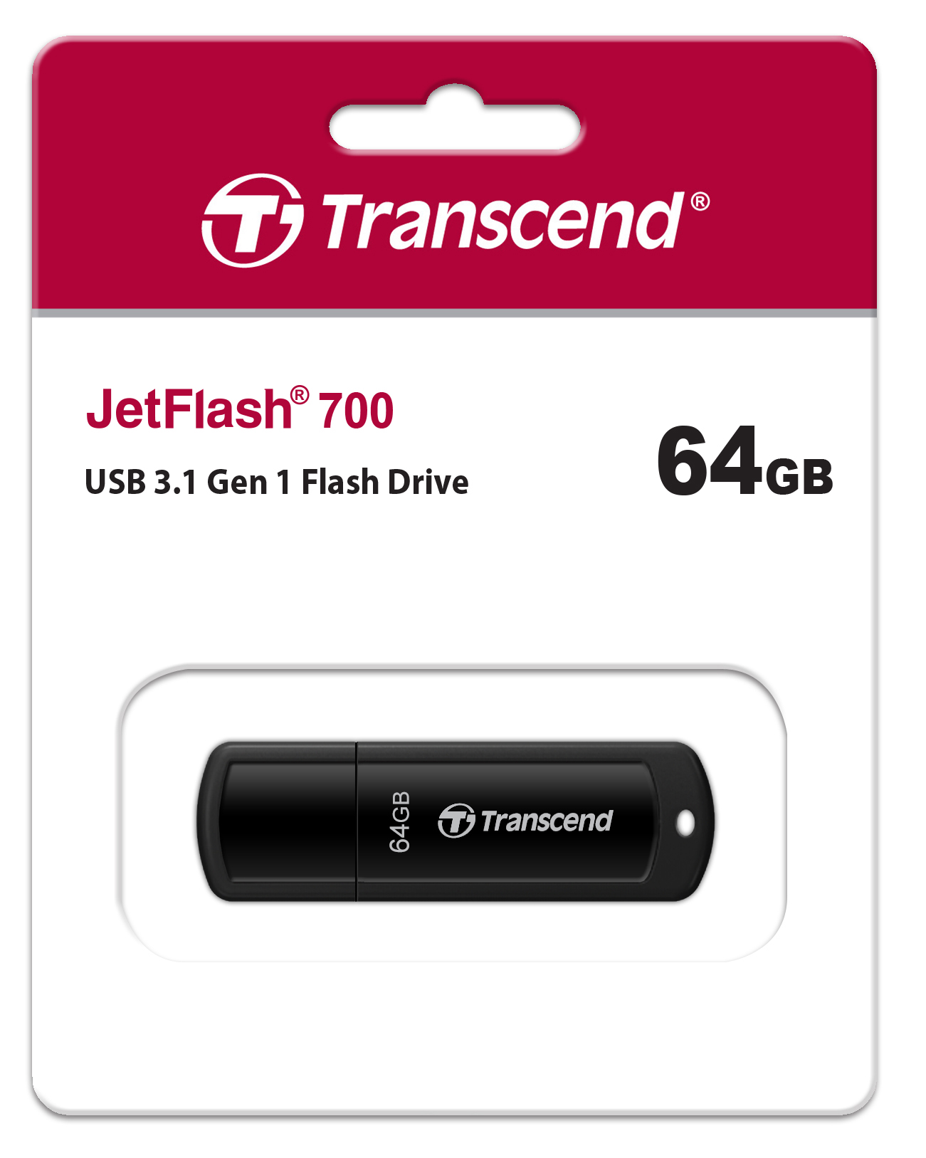 Накопичувач USB 3.1 TRANSCEND 64GB Type-A JetFlash 700 Black (TS64GJF700)