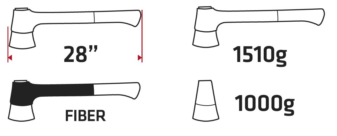 Топор-колун Verto рукоятка стекловолокно 71см 1000г