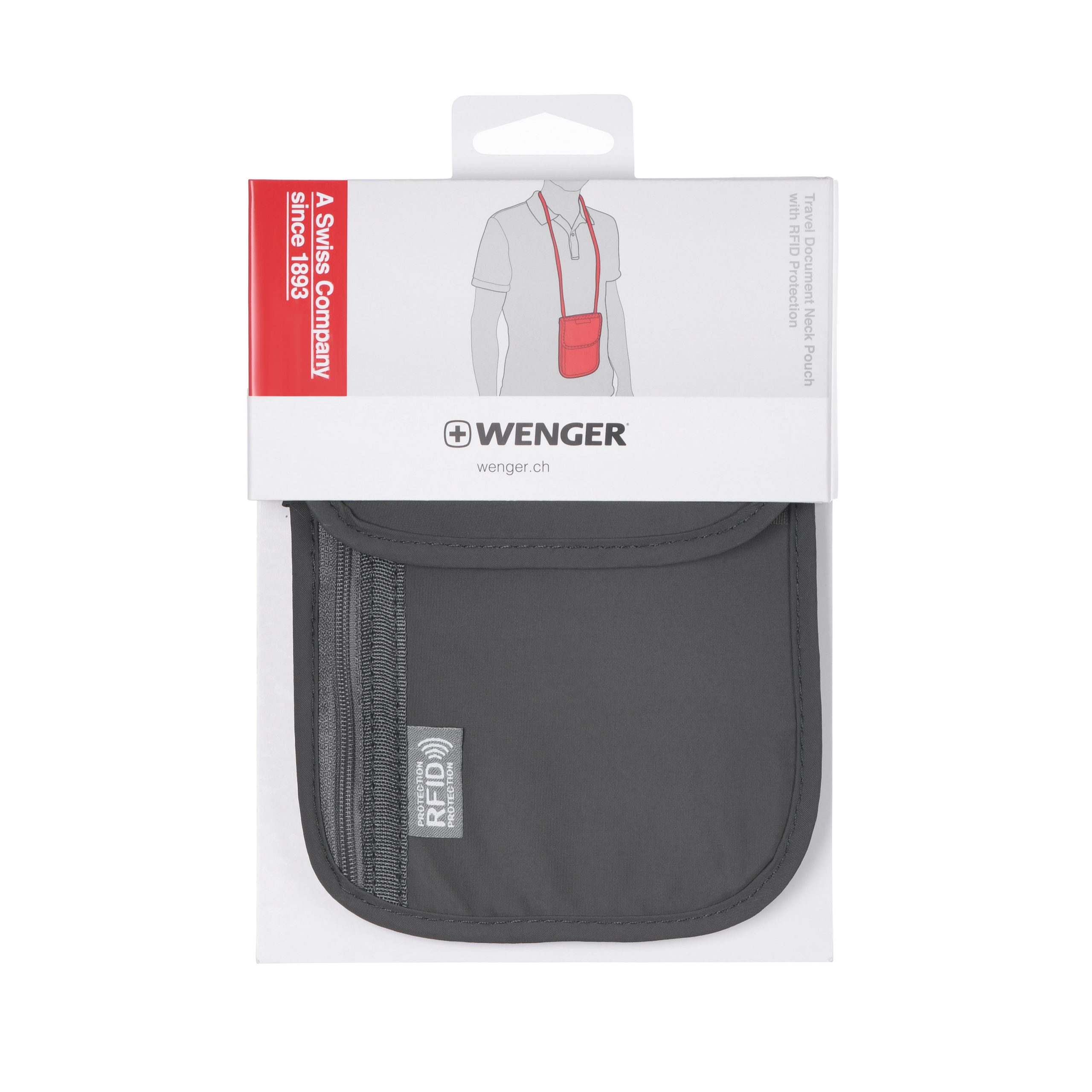 Гаманець на шию, Wenger Neck Wallet with RFID pocket, сірий