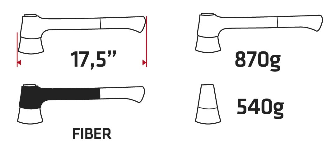 Топор универсальный Verto рукоятка стекловолокно 45см 540г