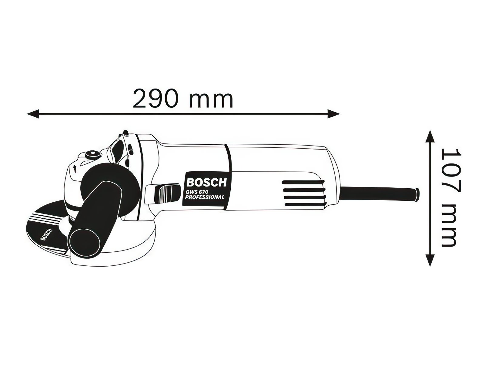 Шліфмашина кутова Bosch GWS 670, 125мм, 670Вт, 12000об•хв, 1.6кг