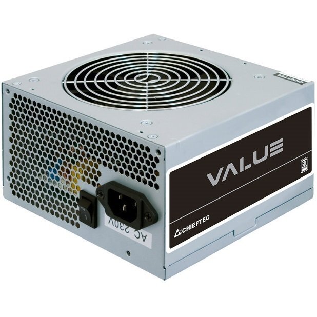 Chieftec Блок живлення Value (400W), >80%, 80+ White(230V Only), 120мм, 1xMB 24pin(20+4), 1xCPU 8pin(4+4), 2xMolex, 3xSATA, 1xPCIe 8pin(6+2), Bulk