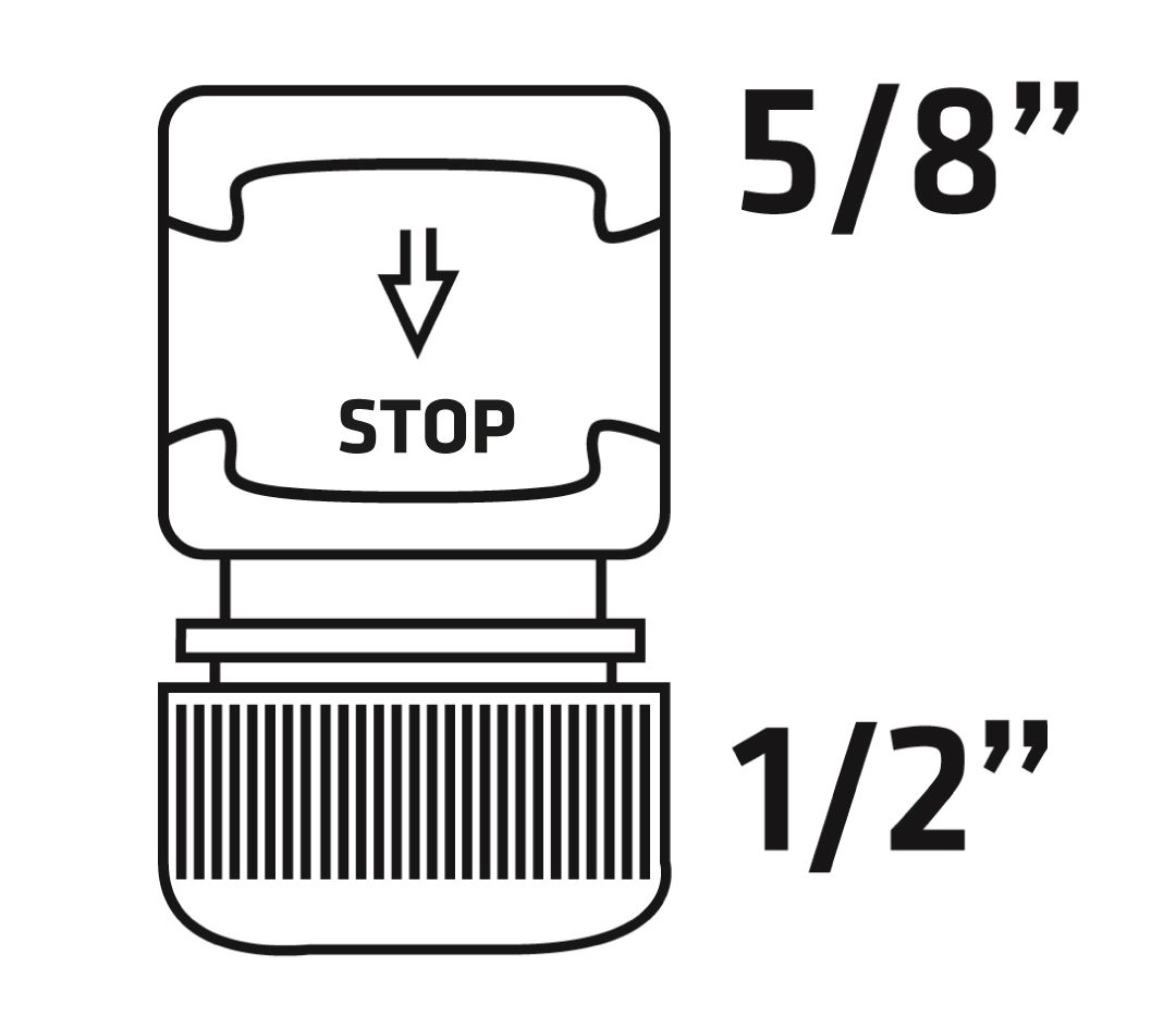 Конектор для шланга Verto, 1/2"-5/8", з аквастопом, двокомпонентний, прогумований, антиковзкий