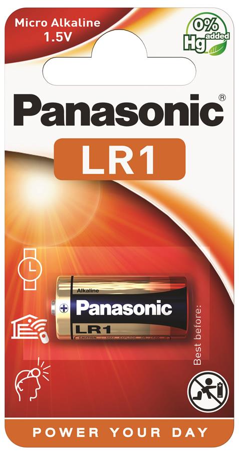 Батарейка Panasonic лужна LR1(910А, MN9100) блістер, 1 шт.