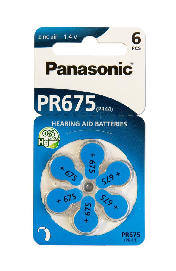 Батарейка Panasonic повітряно-цинкова PR675H(675A, AC675E/EZ, ZA675, DA675), блістер, 6 шт