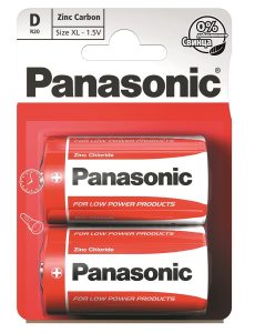 Батарейка Panasonic RED ZINC вугільно-цинкова D(R20) блістер, 2 шт.