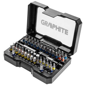 Біти GRAPHITE, набір 60шт, магнітні подовжувачі 2шт, SL,PH,PZ,H,TX,TT, 25мм, кейс