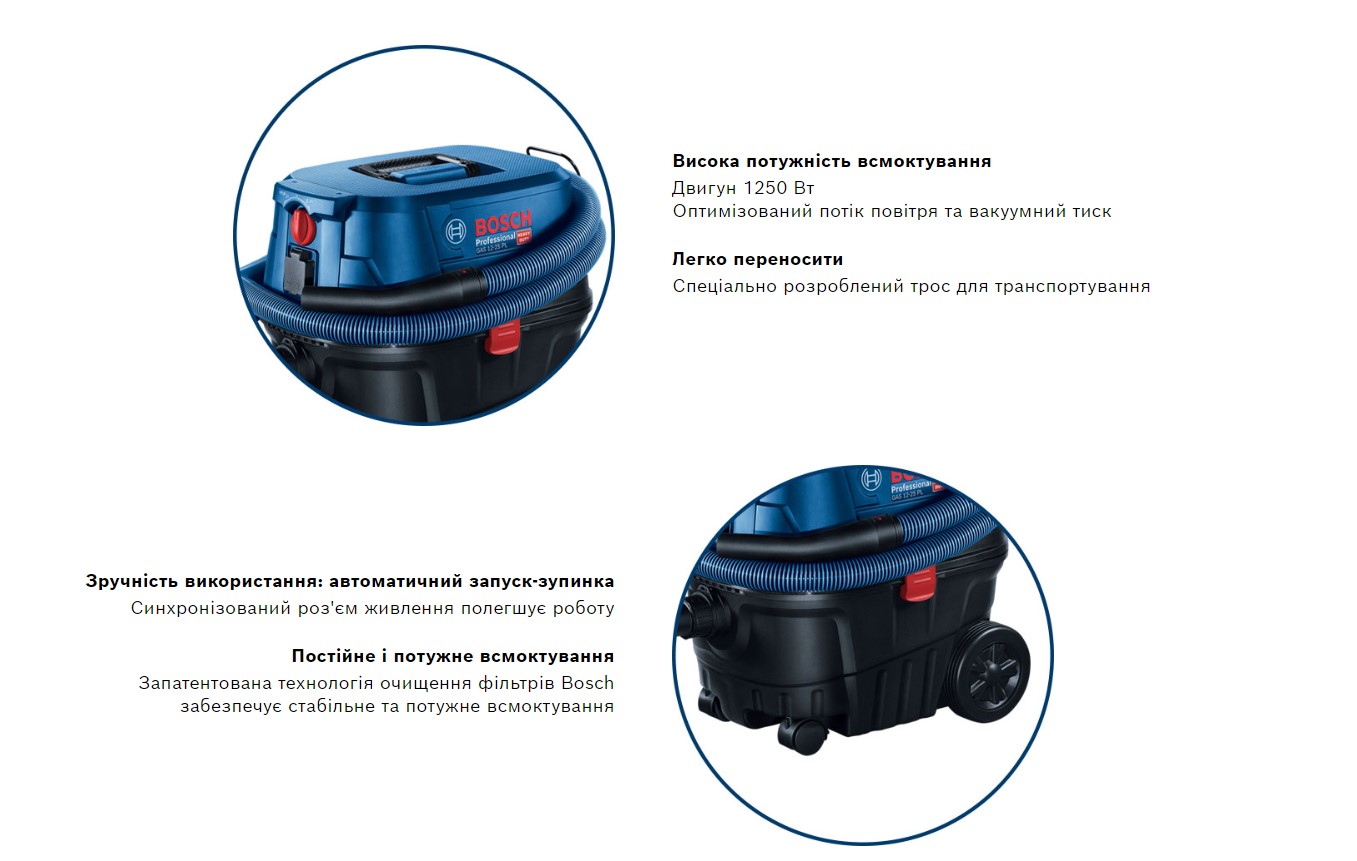 Промисловий пилосос Bosch GAS 12-25 PL