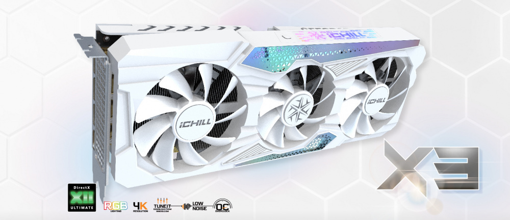 Відеокарта INNO3D GeForce RTX 4060 Ti 8GB GDDR6 ICHILL X3 WHITE (C406T3-08D6X-17113280)