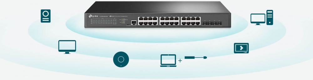 Комутатор TP-LINK TL-SG3428X-M2 24×2.5GE 4x10GE/SFP+ L2 JetStream 19″ 1U