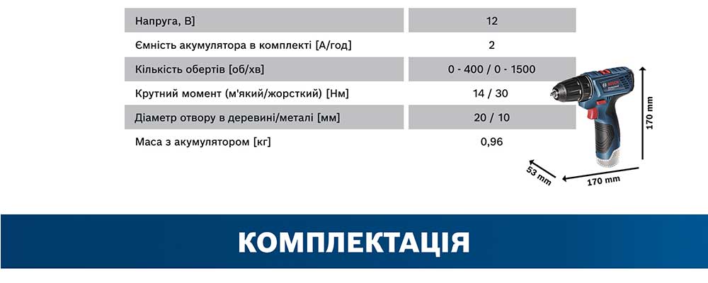 Шуруповерт-дрель Bosch GSR 120-LI, 2х2Ач (0.601.9G8.002)