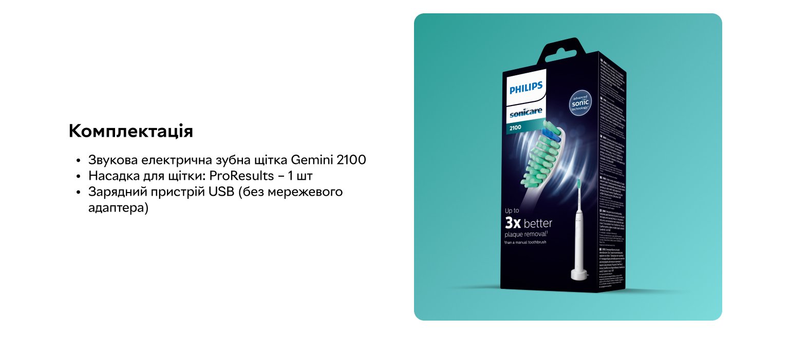 Електрична зубна щітка Philips 2100 Series HX3651/13