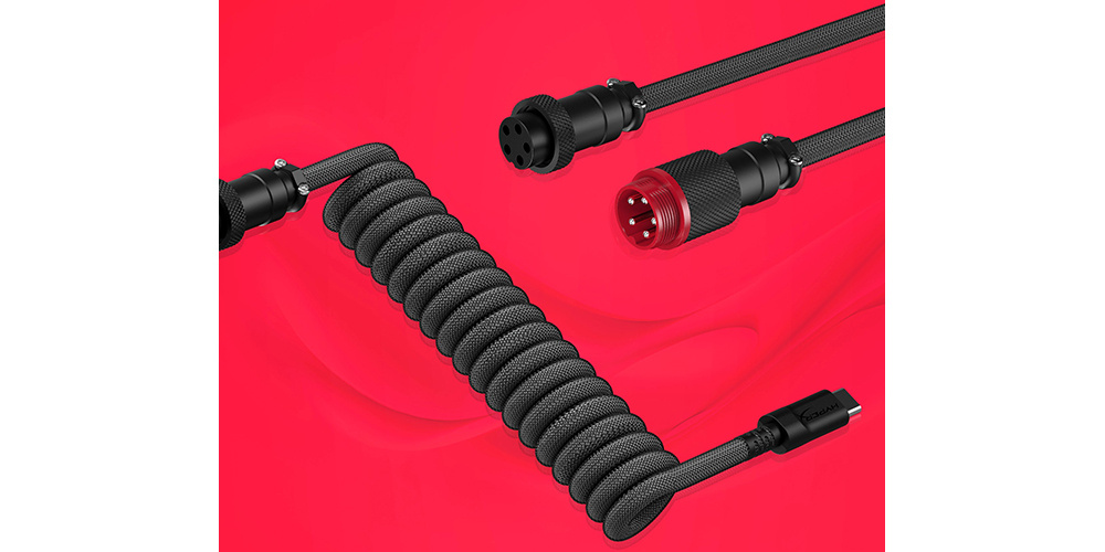 Кабель HyperX USB-A-Type-C спіральний, 1.37м Red/Black (6J677AA)