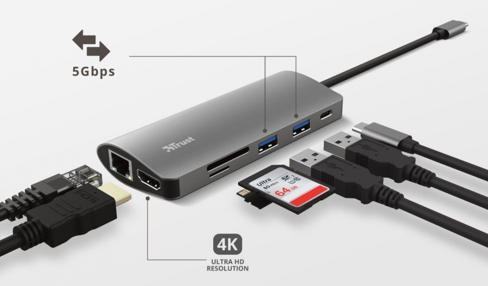 USB-хаб Trust Dalyx 7-IN-1 USB-C Aluminium (23775_TRUST)