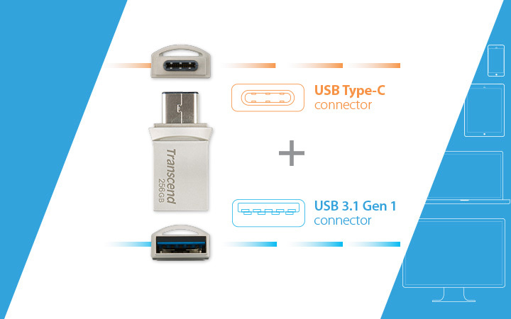 Накопичувач USB 3.1+Type-C Transcend 128GB 890 R90/W30MB/s (TS128GJF890S)