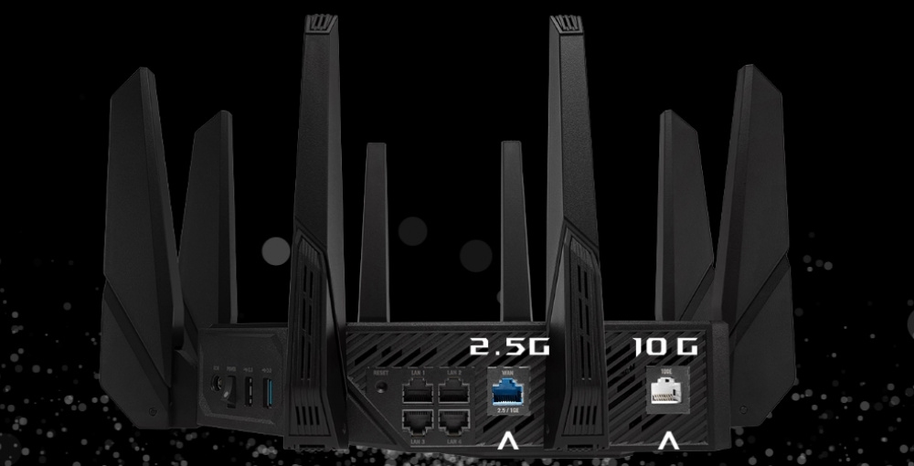 Маршрутизатор ASUS GT-AX11000 PRO 4xGE LAN 1×2.5GE WAN 1x10GE WAN/LAN 1xUSB3.2 1xUSB2.0 MU-MIMO OFDMA MESH gaming