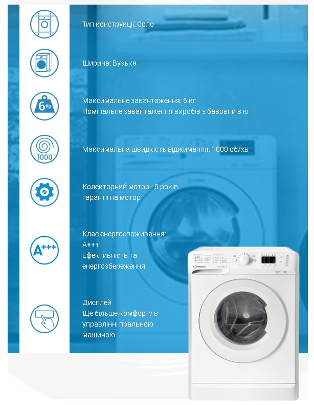 Пральна машина Indesit OMTWSA61052WUA