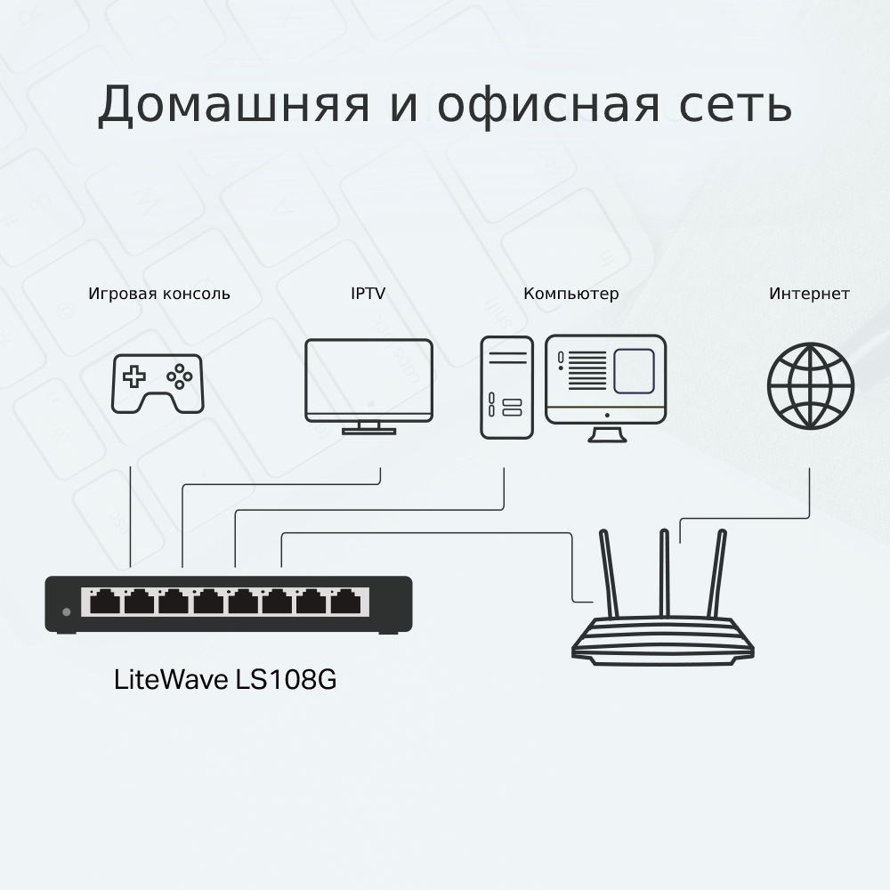 Комутатори TP-LINK LiteWave LS108G 8xGE некерований настільний метал. корпус