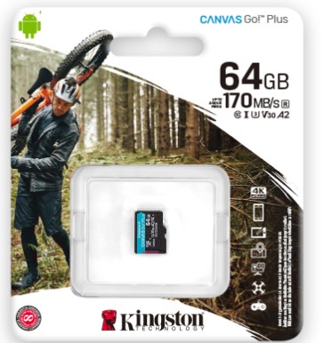 Карта пам'яті Kingston microSD   64GB C10 UHS-I U3 A2 R170/W70MB/s