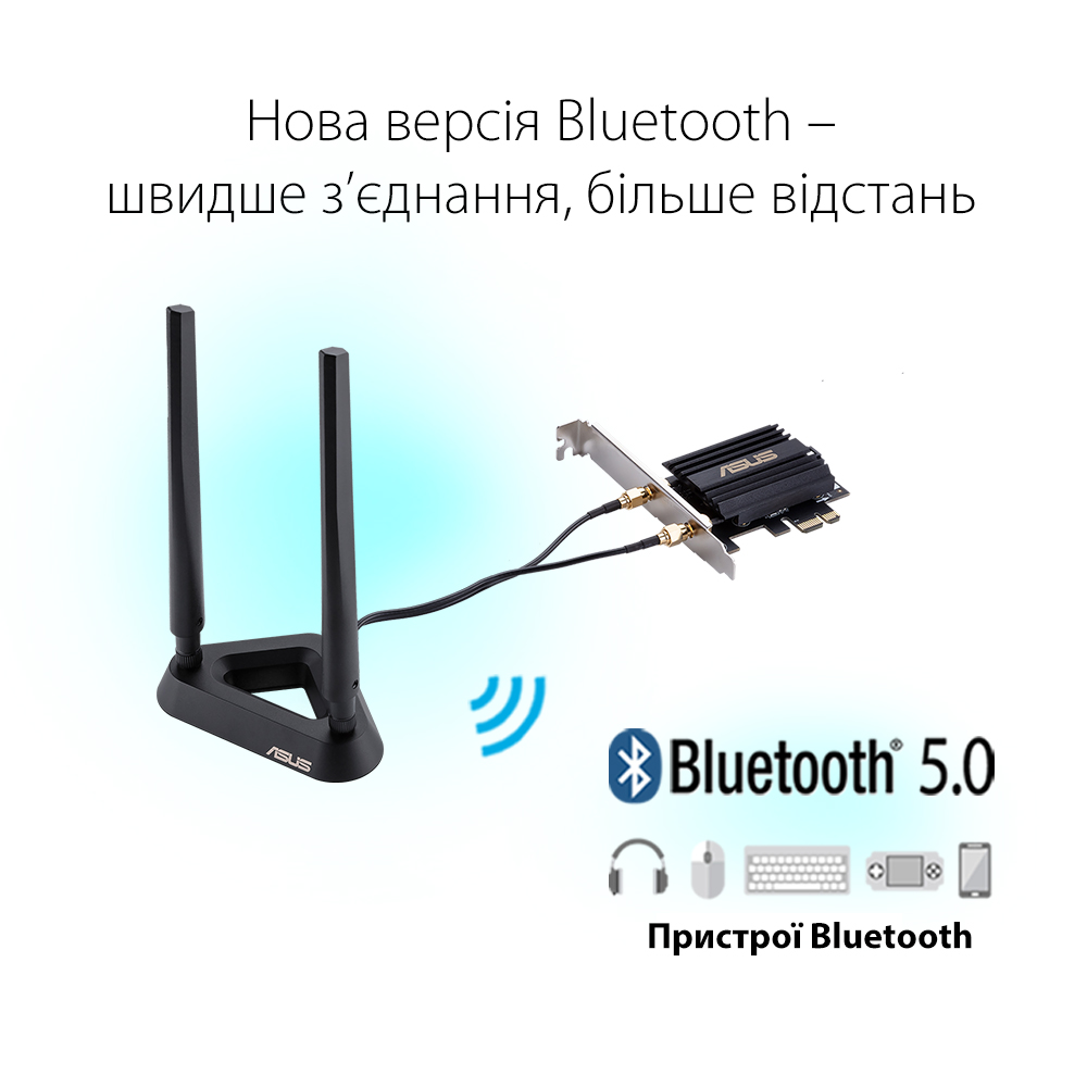 WiFi-адаптер ASUS PCE-AX58BT AX3000 Bluetooth 5.0 PCI Express WPA3 MU-MIMO OFDMA