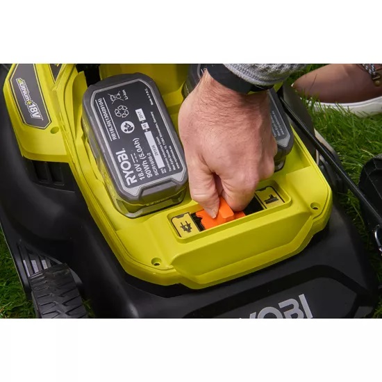 Газонокосарка Ryobi ONE + Hybrid RY18LMH37A-250 18В/220В 2х5.0А/ч, 37см, 25-70 мм, 45л, мульчування