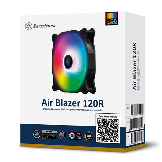 SilverStone Корпусний вентилятор Air Blazer AB120R-ARGB 120мм 600-2200 rpm 4pinPWM, 3pin +5VARGB 7.4-35.6 dBa, чорний