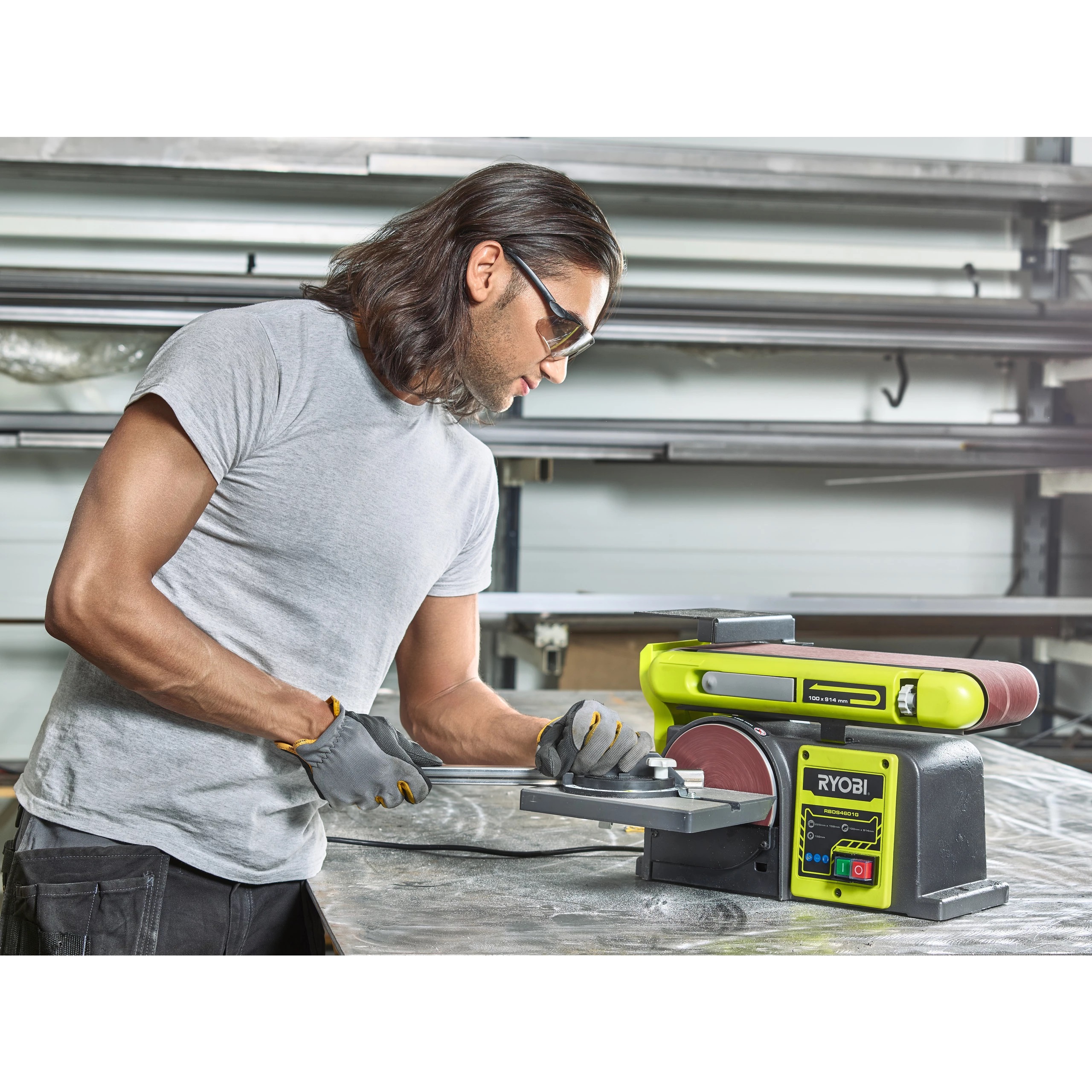 Верстак шліфувальный Ryobi RBDS4601G, 375Вт, 100х914, 2850об·хв, 18.5кг